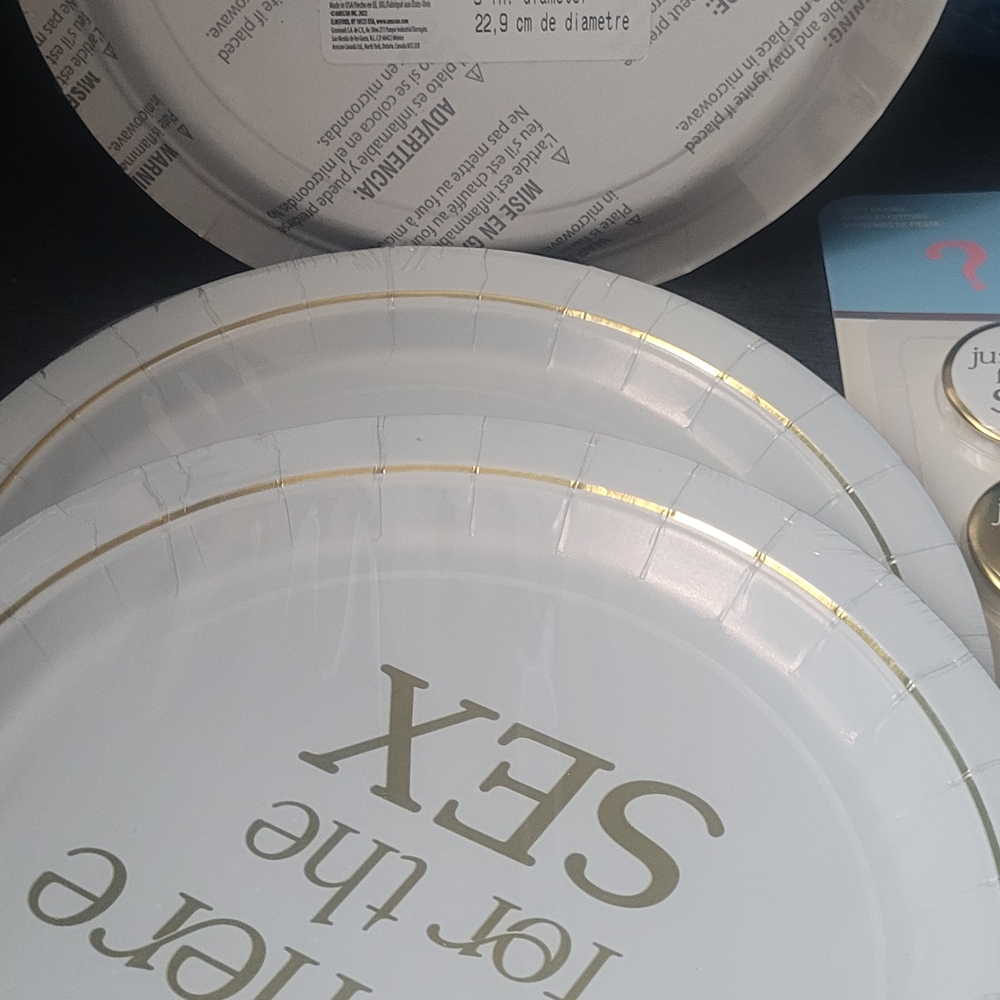 Party City White and Gold Disposable Plates